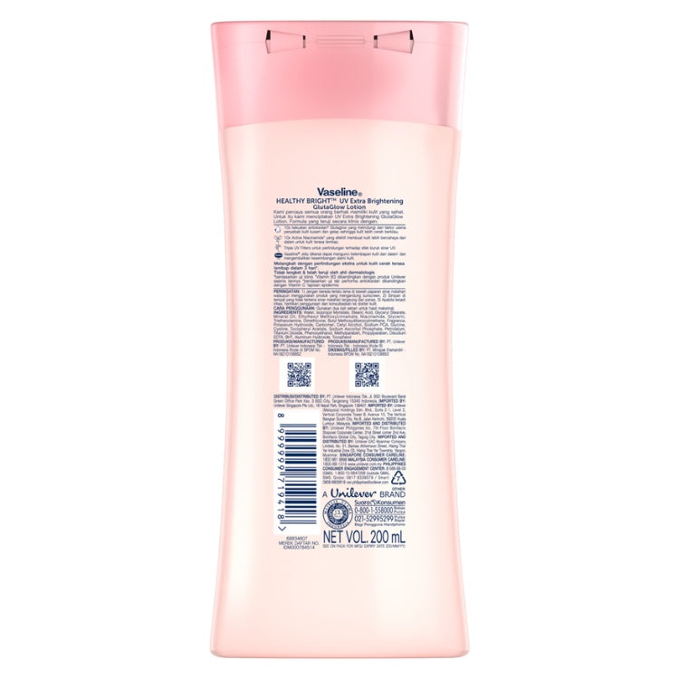 Vaseline Healthy Bright BODY LOTION UV Extra Bright with Sunscreens&Niacinamide 200ML x2