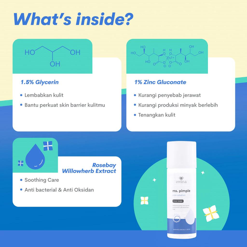 Emina Ms. Pimple Acne Solution Face Toner - Moisturizing Facial Toner with Witch Hazel & Aloe Vera for Acne-Prone Skin Care