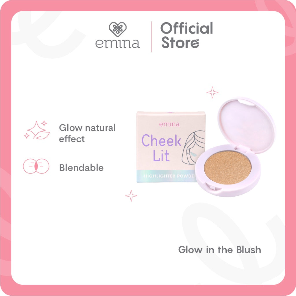 Emina Cheek Lit Highlighter Powder Nudesparkle 3.8 g - Creamy Texture dengan Micro Pearls Glitter