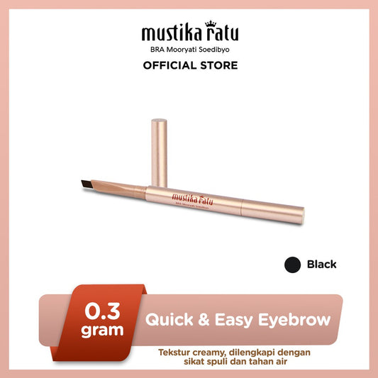 Beauty Queen Quick & Easy Eyebrow Waterproof Black Mustika Ratu pensil alis hitam
