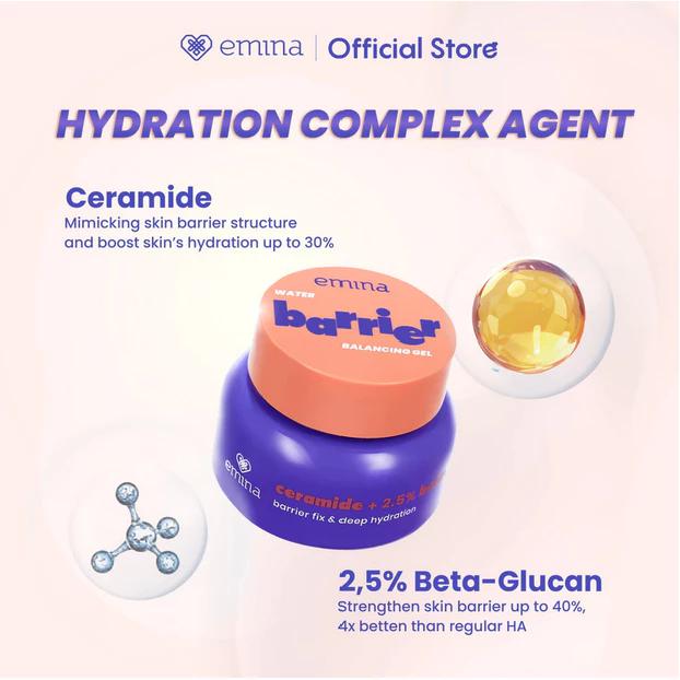 Emina Water Gel Moisturizer 30g Calming Bright Glow Barrier Balancing Pelembab Wajah Gel for Winter Season with Ceramide & Niacinamide