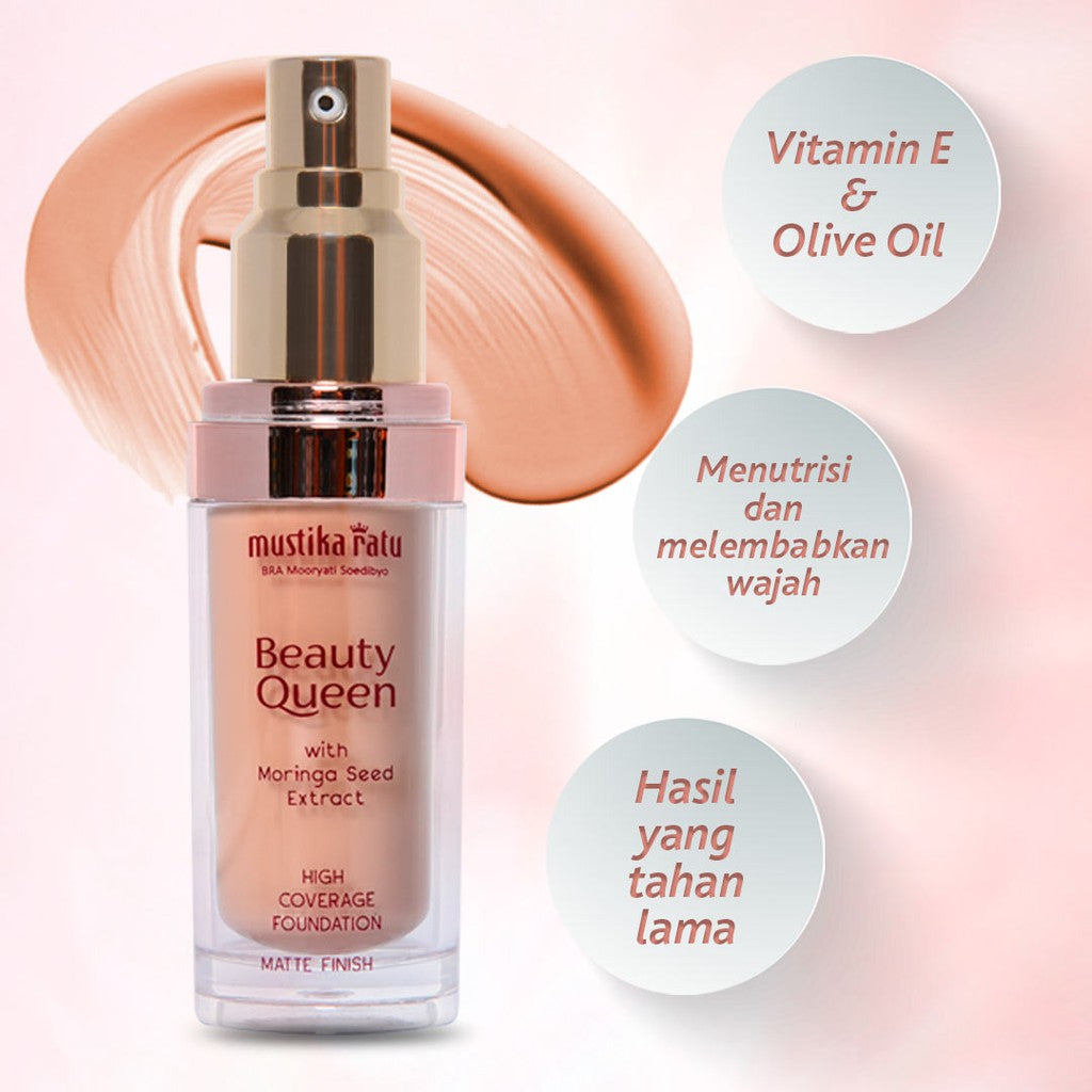 Beauty Queen High Coverage Foundation Matte Finish SPF30 shade Nude Beige Mustika Ratu