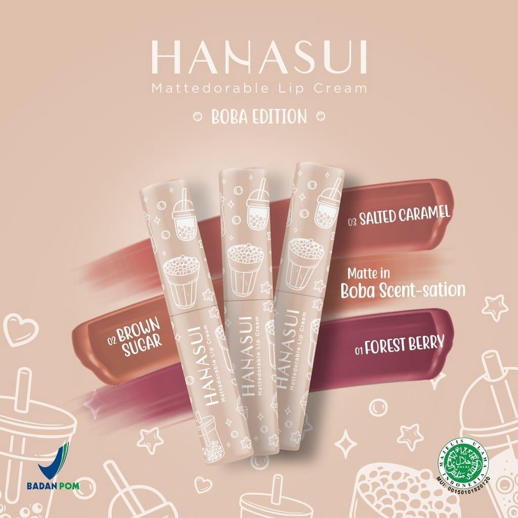 HANASUI Mattedorable Lip Cream – Lip & Cheek Tint, Boba / Matcha Latte Shades