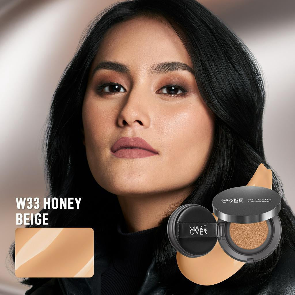 MAKE OVER Hydrastay Lite Glow Cushion 15 g - Cushion atau Foundation Compact untuk Dry Skin atau Kulit Kering BEST SELLER High Coverage Concealer Foundation Make Up Makeup
