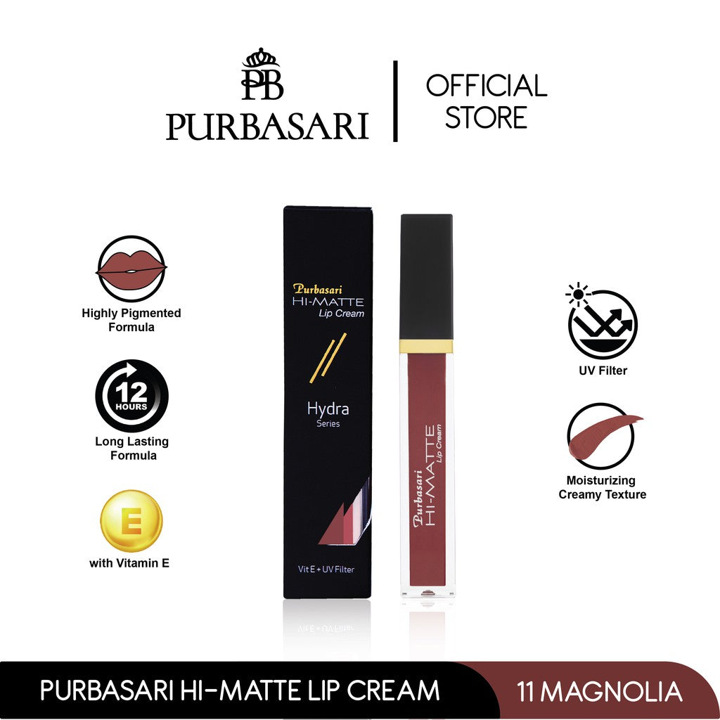 Purbasari Hi-Matte Lip Cream 11 Magnolia / Matte Lipcream / Matte Lipstick - Lembut Tahan Lama Pelembab Pigmentasi Tinggi