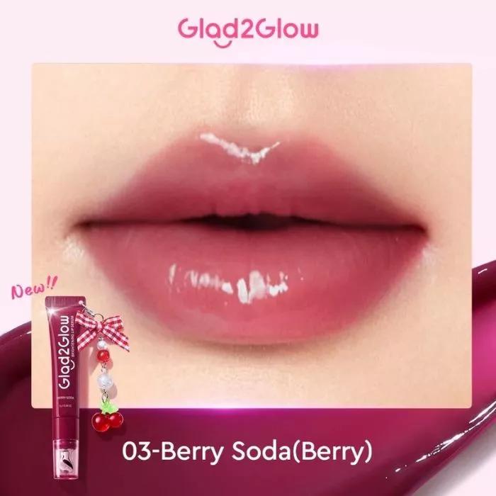 Glad2Glow BRIGHTENING LIP SERUM 7g 3in1 - Brightens Moisturizes Adds Color 24 Hour Hydration Nutrition Strawberry Flavor