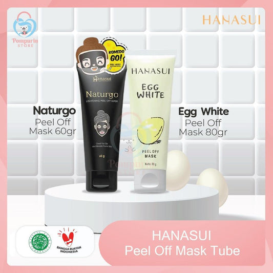 HANASUI Naturgo & Egg White Peel Off Mask Tube - 60g & 80g | Halal Skincare for Natural Glow