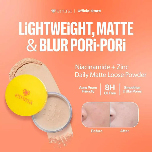 Emina Daily Matte Loose Powder 20g - Lightweight, Matte, Oil Control Loose Powder
