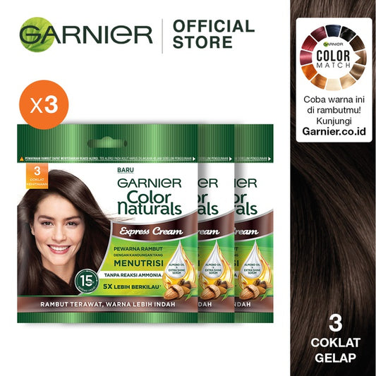 Garnier Color Natural Express Coklat Gelap - 3 Pcs