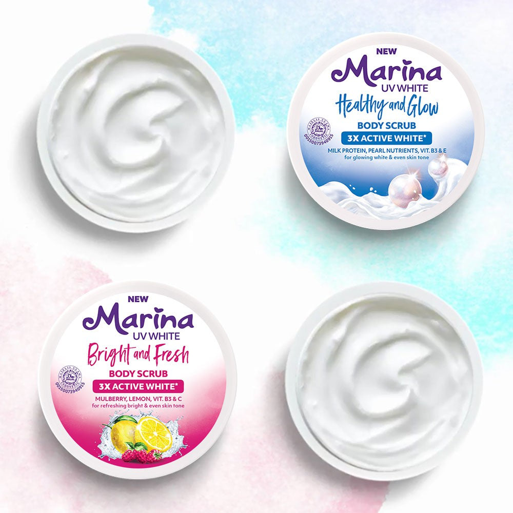 Marina UV White Bright & Fresh Body Scrub [2 pcs] - Exp : 10.2027