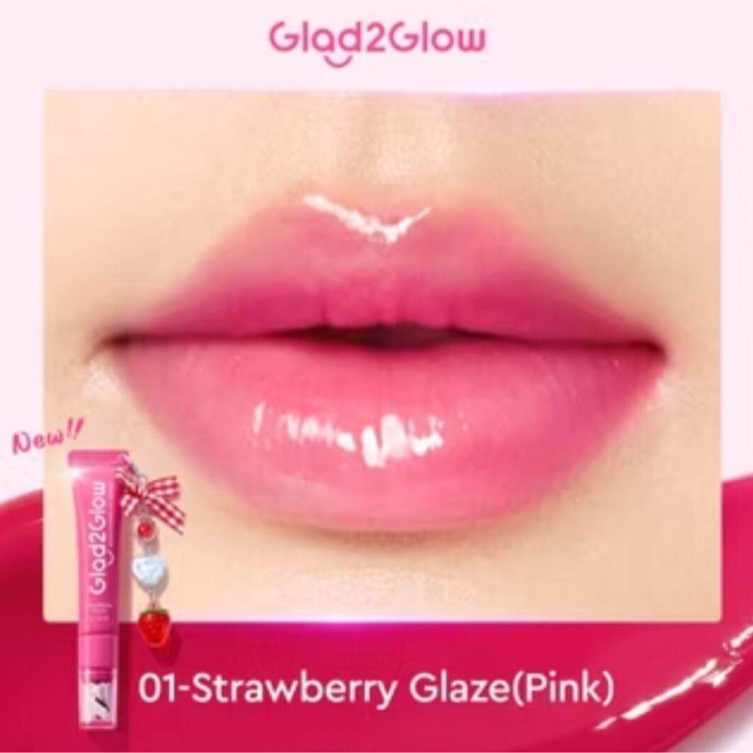 Glad2Glow BRIGHTENING LIP SERUM 7g - PEACH PIE/PEARL SPARKLE/STRAWBERRY GLAZE 3in1 Brightening Moisturizing Color Enhancement Lip Treatment for Versatile Lip Care
