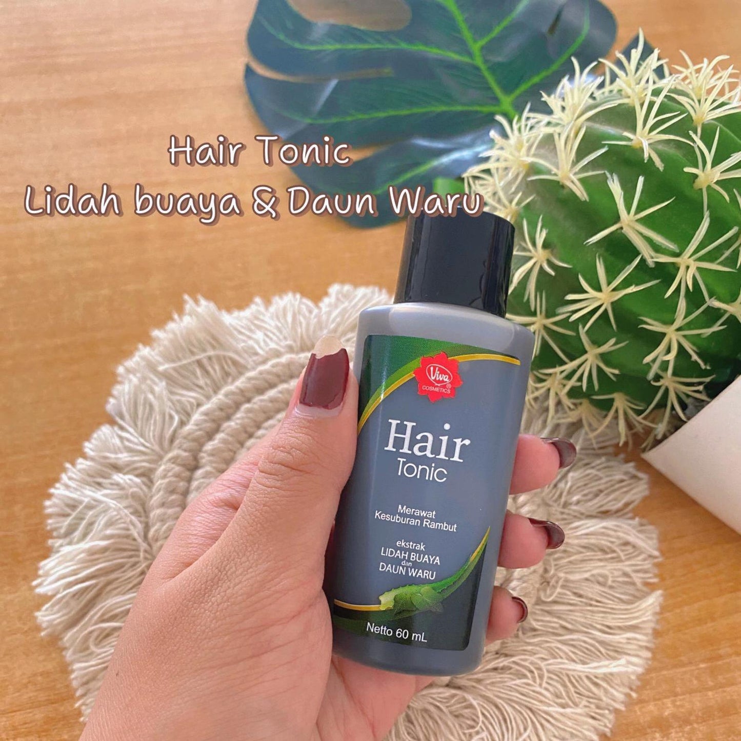 Viva Hair Tonic Hitam 60ml [Hair Tonic rambut mengandung Ektrak Lidah Buaya dan Ekstrak Daun Waru]