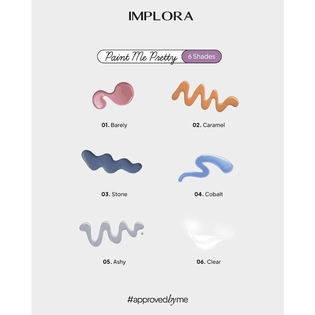 IMPLORA Nail Polish (NEW) – Red, Clear & Nude Colors | 8ml | BPOM Certified | Smooth, Glossy, Elegant Finish