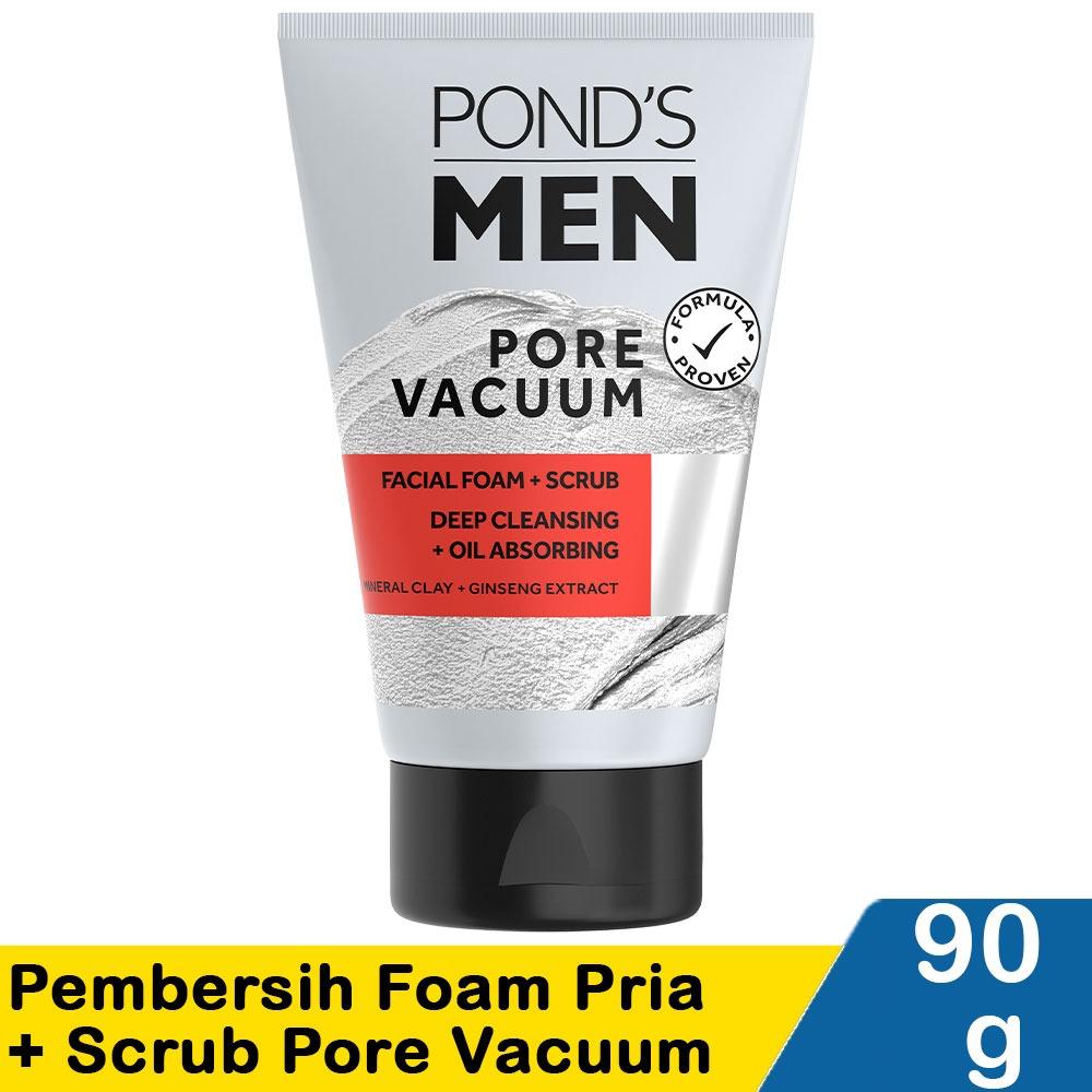 POND'S Men's Pore Vacuum Facial Foam & Scrub 90g - Deep Cleansing Oil Control & Pore Vacuum Effect with Activated Charcoal