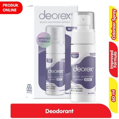 Deorex Body Odorizer Spray Musk 60ml | Long-Lasting Odor Control for Sensitive Skin | Fragrance-Free Formula with a Touch of Musk