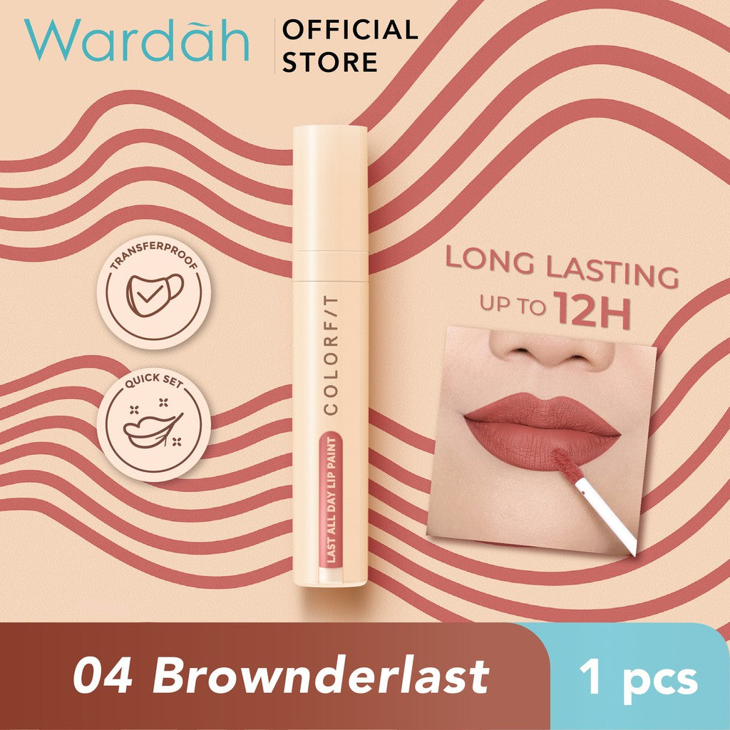 [LIP MATTE TAHAN LAMA] WARDAH Colorfit Last All Day Lip Paint 4 gr (Shade 1-12) Tahan Lama Hingga 12 Jam - Transferproof dengan One Swipe Coverage - Warna Intense - Lipstik Tahan Air dan Minyak - Liptint Anak Sekolah - Liptint - Makeup