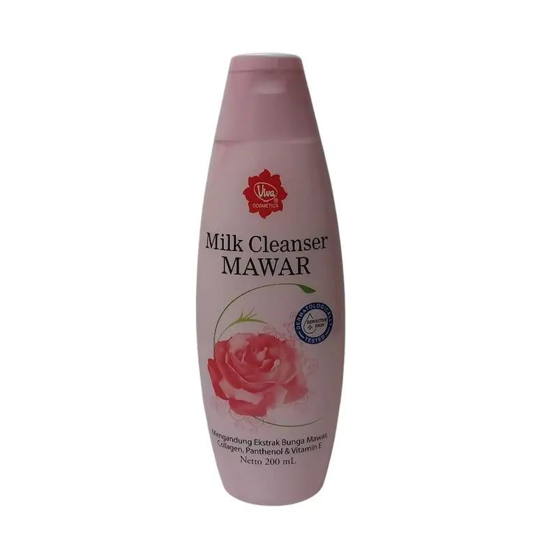 Viva Milk Cleanser Mawar 100 ml with VIT E Collagen & Panthenol for Soft Rose-Like Skin Official Store Halal Certified Dermatologically Tested