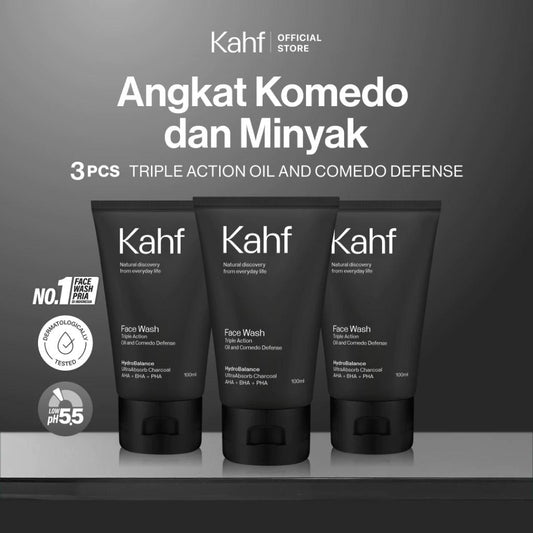 Triple Pack: Kahf Triple Action Face Wash for Men (3x100ml)
