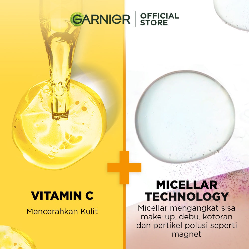 Garnier Micellar Water Vitamin C 125ml 3 pcs - Skincare Pembersih Wajah & Makeup Kulit Cerah
