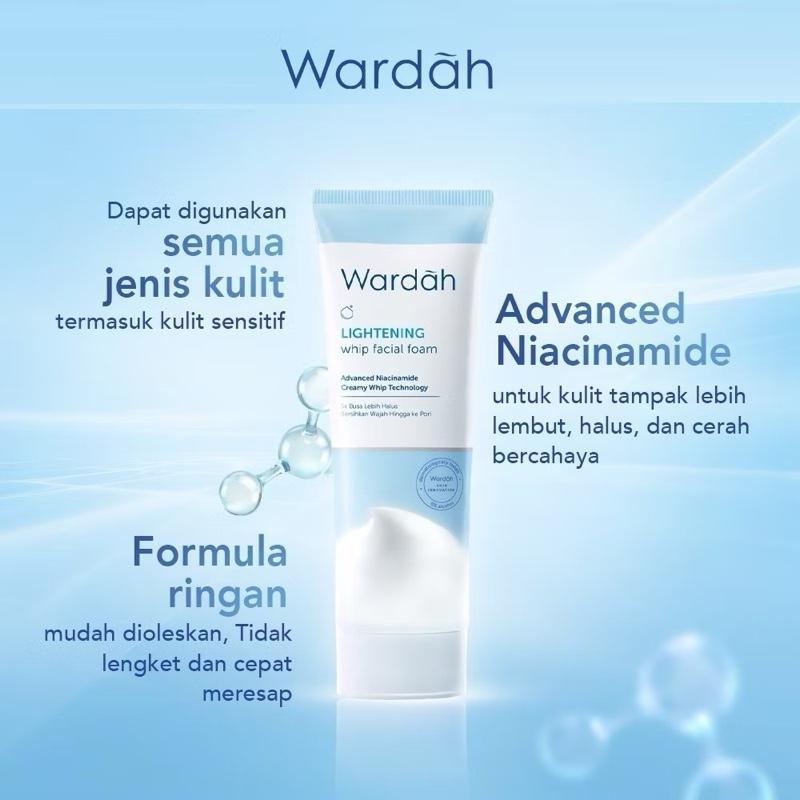 Wardah GlowWhip Cleanse Niacinamide Lightening Foam - Ultra Soft Whip Texture for All Skin Types - Brightens Evens Skin Tone - Dermatologically Tested