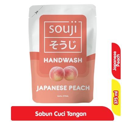 Souji Antibacterial Hand Soap – Japanese Peach Refill 375ml | Gentle Liquid Hand Wash with Fruity Freshness | Removes Germs & Keeps Hands Soft