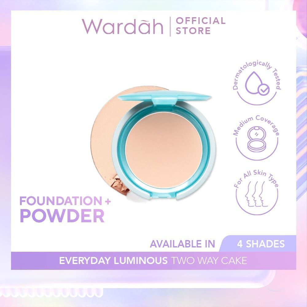 WARDAH Everyday Luminous Two Way Cake Make Up – Lightweight Matte Finish with Vitamin E & Oil Control (12g)