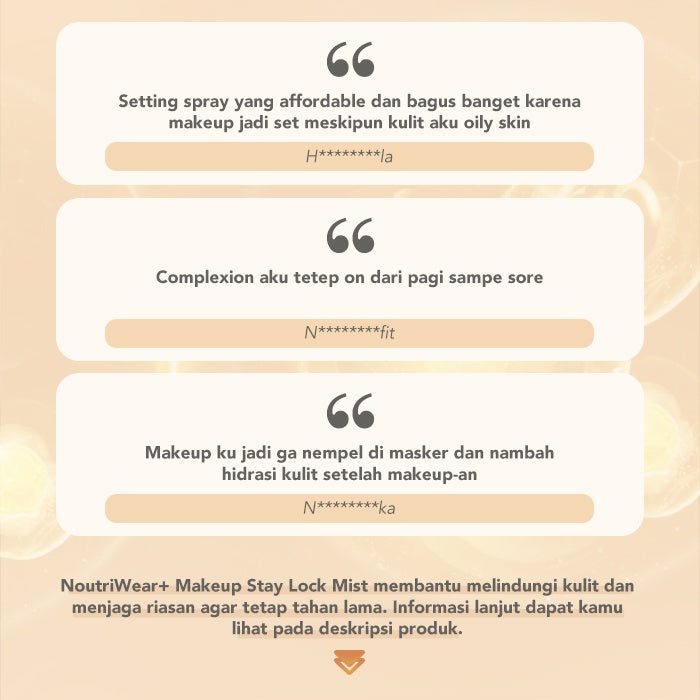 YOU NoutriWear+ Makeup Stay Lock Mist Setting Spray Oil Control Hydrating & Nourishing Tahan Lama Hingga 12 Jam Makeup Lock Kosmetik Mist