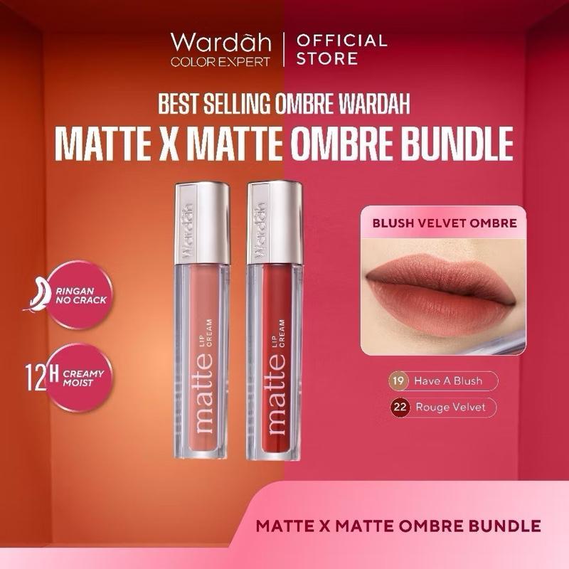 [BUY 2 GET 3] Wardah Ombre Lip Kit – Dark Lip Cover, Matte & Glasting Finish, Cleopatra Look