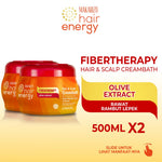 PAKET ISI 2 - Makarizo Hair Energy Fibertherapy Hair & Scalp Creambath Olive 500 mL