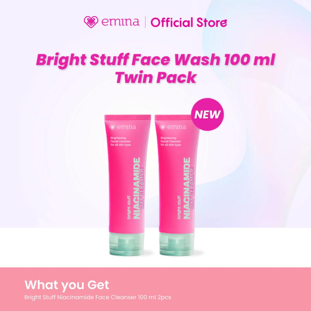 Twin Pack Emina Bright Stuff Niacinamide Oxy Ceramide Brightening Face Wash 100 ml - Brightening, Glowing, Repairing Face Wash