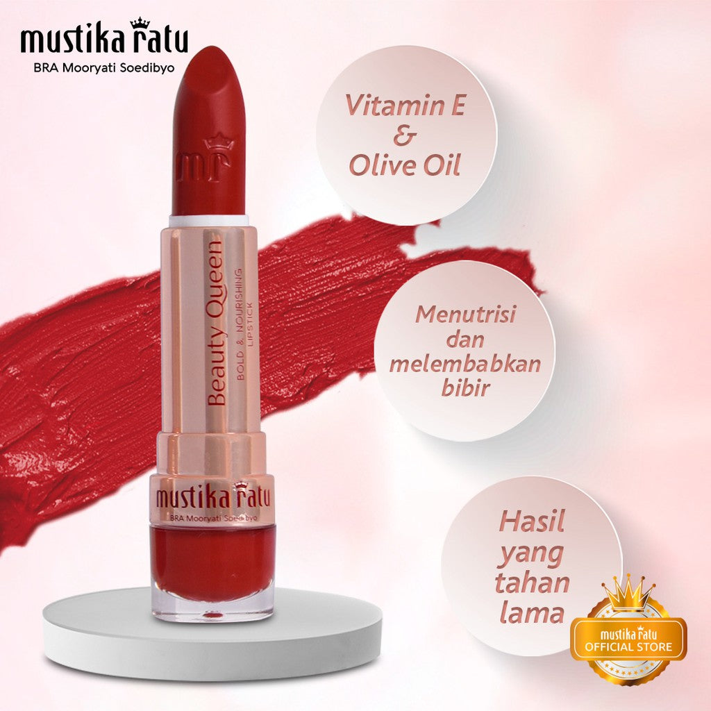 Lipstick warna Ravishing Red Mustika Ratu Beauty Queen Bold Nourishing