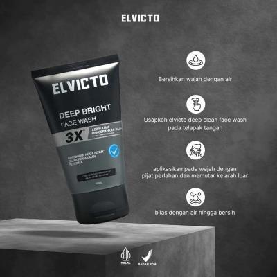 Elvicto Deep Bright Men’s Facial Cleanser 100ml | Brightening Face Wash for Dull Skin – Deep Cleansing + Oil Control