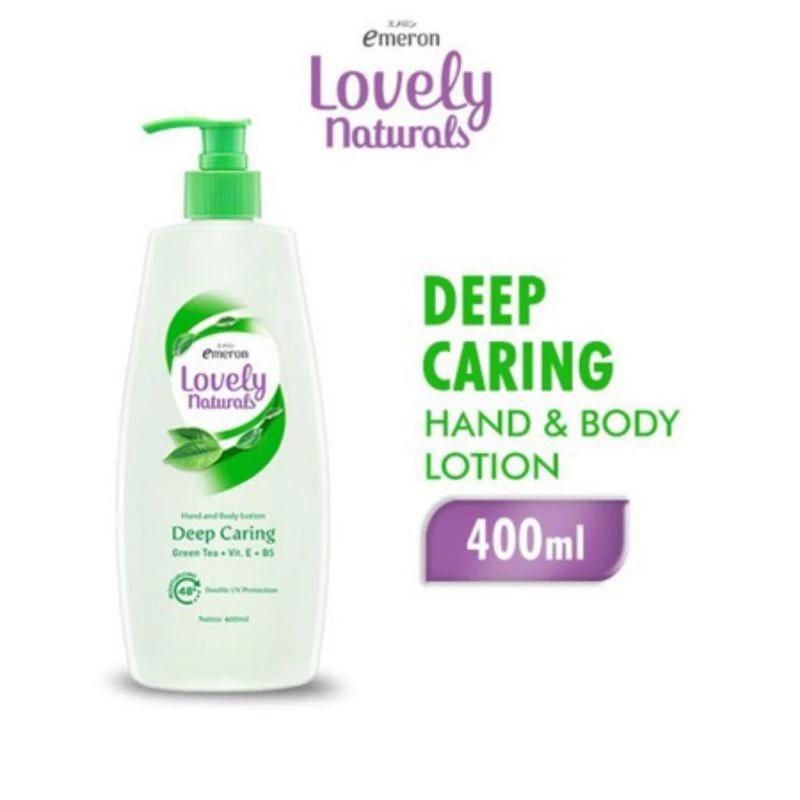 Emeron Lovely Naturals Hand & Body Lotion 400 ml Green Tea Sakura Honey with Vitamins E B5 Double UV Protection Quick Absorbing Non Greasy Formula