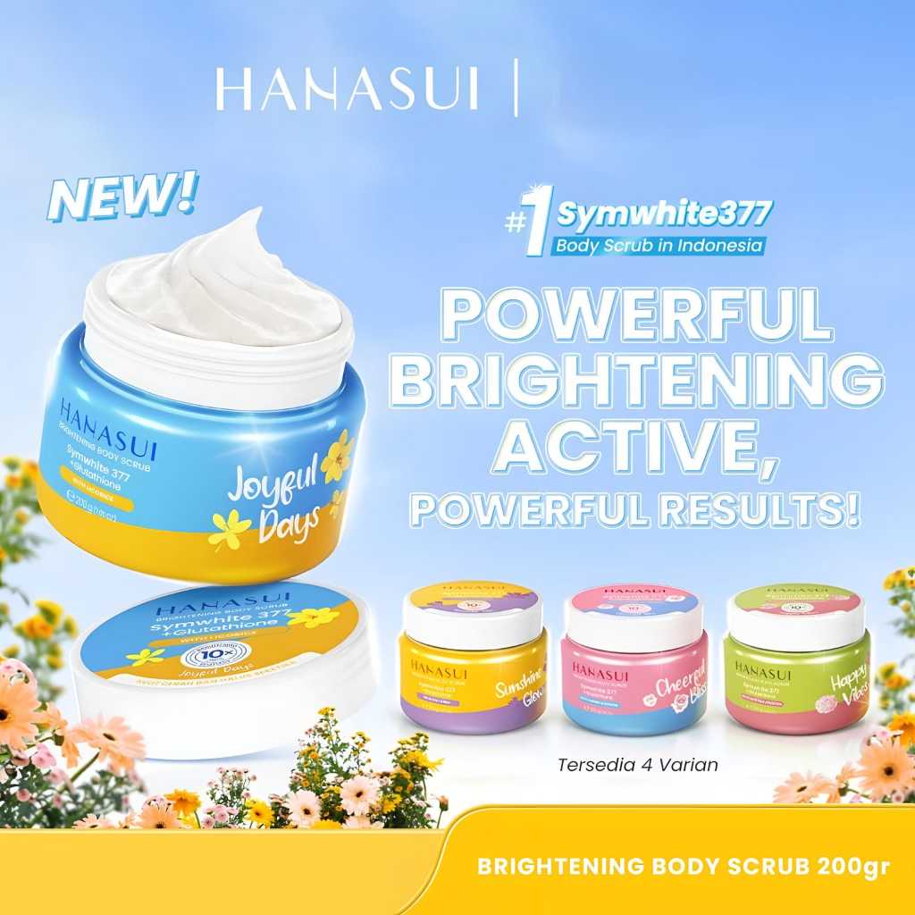 Hanasui Brightening Body Scrub 200g - Skin Brightening & Exfoliating Formula - Happy, Joyful Days, Sunshine Glow Variants