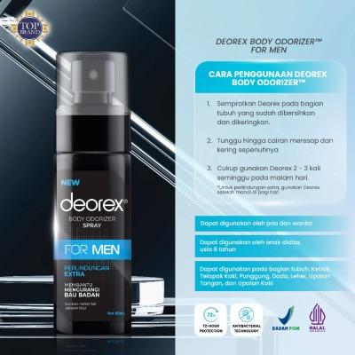 Deorex Body Odorizer Spray for Men – 60ml | Long-Lasting Odor Neutralizer for Active Lifestyles | Fragrance-Free & Non-Sticky Formula