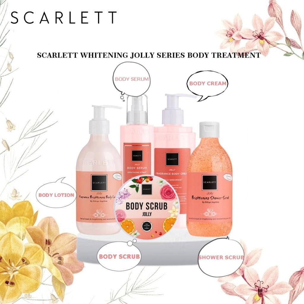 SCARLETT Whitening Jolly Series Brightening Body Care Set - Includes Body Lotion, Scrub, & Cleanser for Radiant Skin