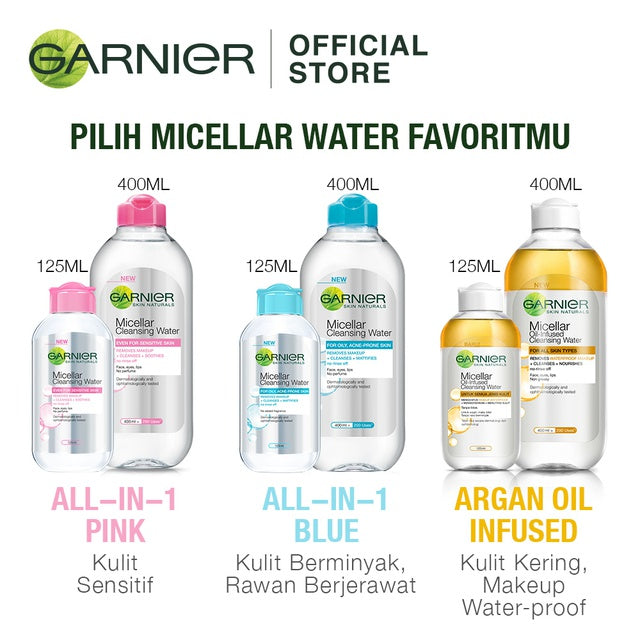 Garnier Micellar Salicylic Blue - 3 pcs 125 ml Skincare Pembersih Wajah & Makeup Kulit Berminyak