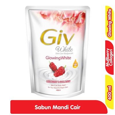 Giv White Collection Body Wash – Mulberry & Collagen Refill 400ml | Brightening Body Cleanser with Skin-Firming Collagen | Glowing, Smooth Skin with Every Wash