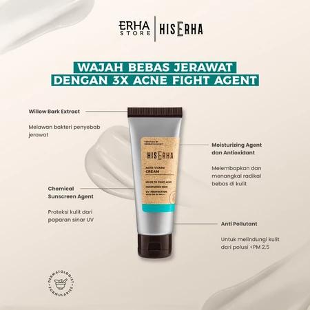 HIS ERHA Acne Guard Cream: Your Daily Sunscreen & Moisturizer for Acne-Prone Skin 20g