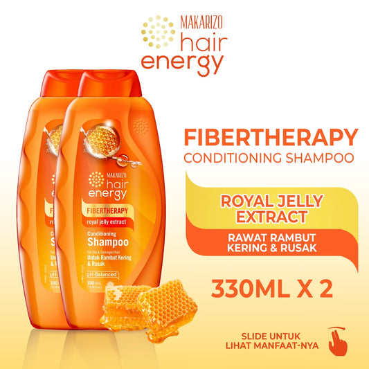 PAKET ISI 2 - Makarizo Hair Energy Fibertherapy Conditioning Shampoo Royal Jelly 330 mL