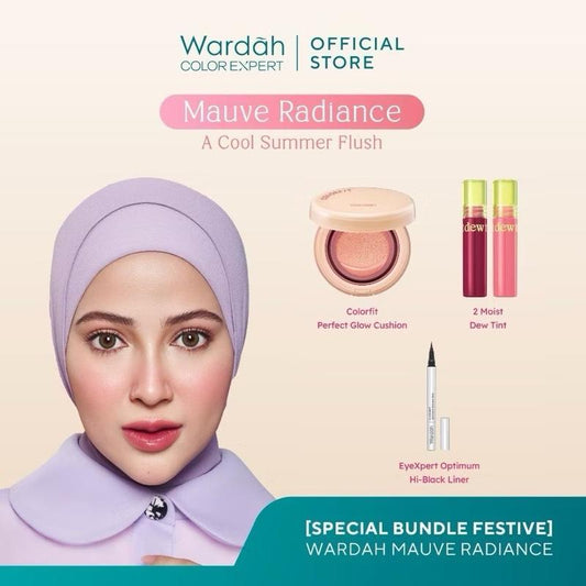 Wardah Mauve Radiance Summer Set – Cushion, Tint, Liner & Powder for Long-Lasting Glow