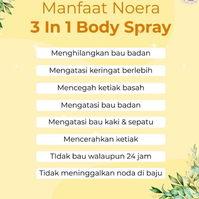 Noera 3 In 1 Body Spray | Natural Deo Spray Penghilang Bau Badan