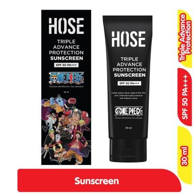 HOSE x One Piece Men's Face Sunscreen SPF 50 30 ml – Lightweight UV Protection for Active Skin