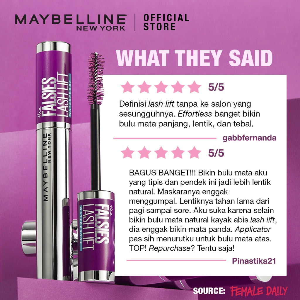 MAYBELLINE The Falsies Lash Lift  + Maybelline Fit Me 12-Hour Oil Control Powder Make Up 128