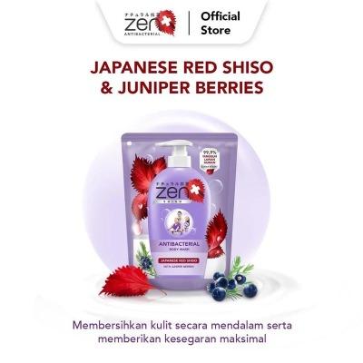 Zen Antibacterial Body Wash – Japanese Red Shiso & Juniper Berries Refill 400ml | Herbal Antibacterial Cleanse with Refreshing Aromatic Formula | Purified, Fresh & Healthy Skin
