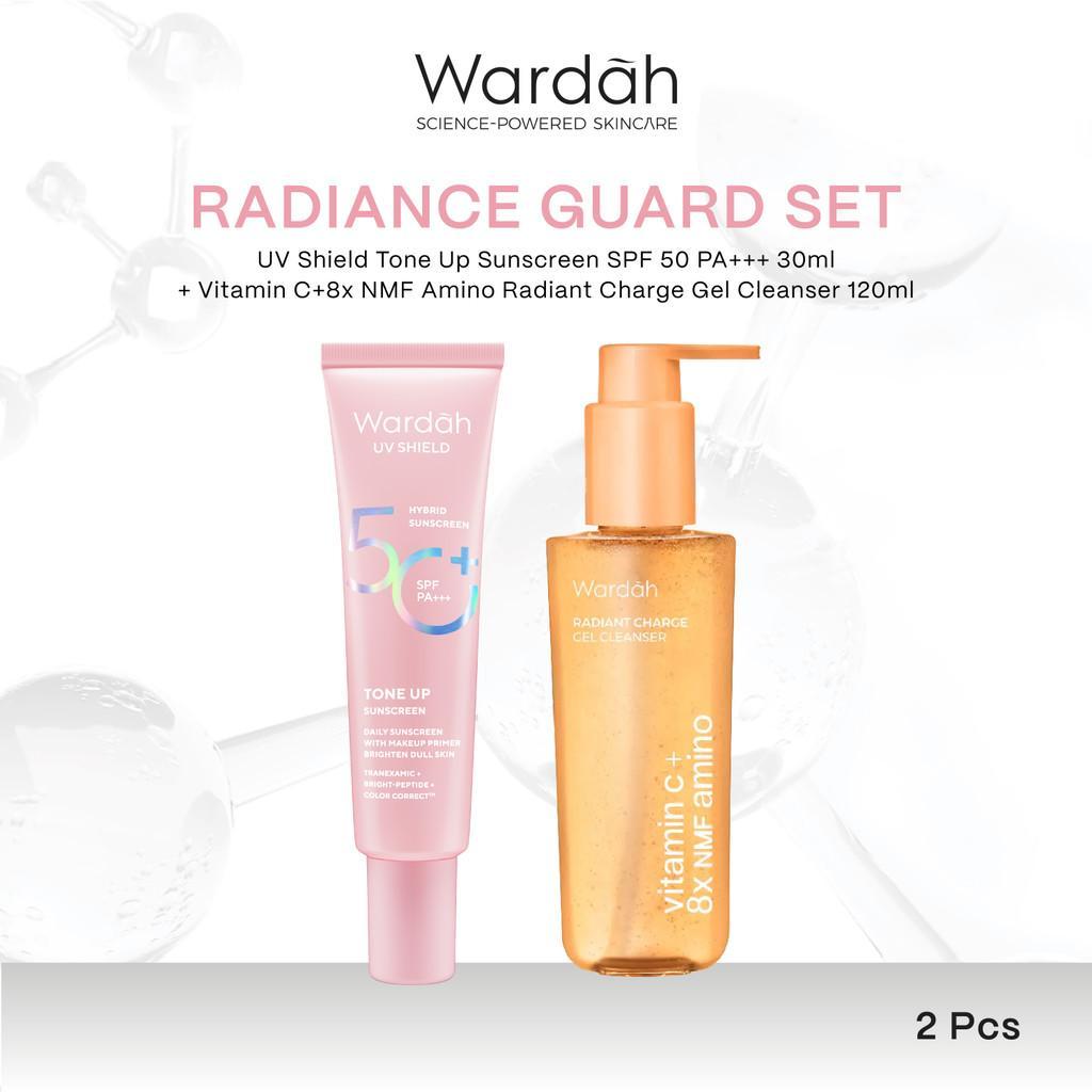 WARDAH Cleanser & Sunscreen Set | Gentle Low pH Face Wash + UV Shield SPF 35 & SPF 50 | Daily Skincare for All Skin Types | Hydrating & Sun Protection