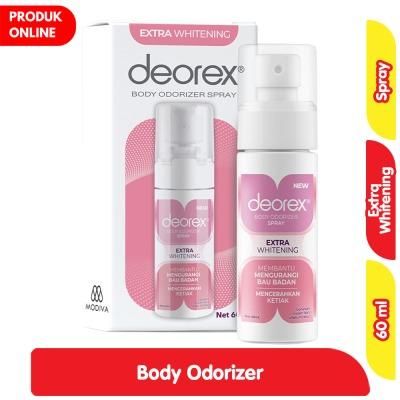 Deorex Body Odorizer Spray Extra Whitening – 60ml | Odor Neutralizer & Brightening Care for Underarms and Body | Alcohol-Free & Gentle for Daily Use