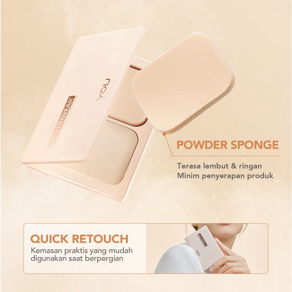 YOU NoutriWear+ Silky Pressed Foundation Full Coverage Oil Control & Tahan Lama 24 Jam | Bedak Padat Perfect Coverage | Bedak Pengontrol Minyak