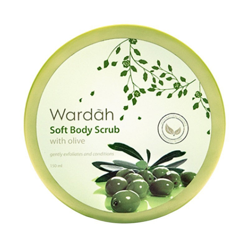 WARDAH Soft Body Scrub with Olive 240 ml - Scrub Badan Dilengkapi dengan Olive Oil yang dapat Mengangkat Sel Kulit Mati - Bulir Halus