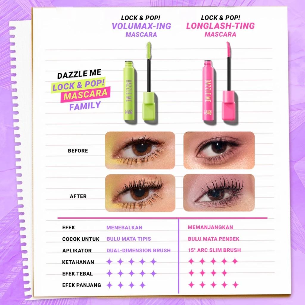 DAZZLE ME Lock & Pop! Duo Mascara Series VoluMAX-ing and LongLASH-ting Mascara